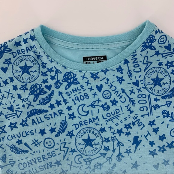 Converse All-Star Girls' Cap Sleeve Asymmetrical Pointed Hem Tee, Medium (10-12) - Picture 7 of 14